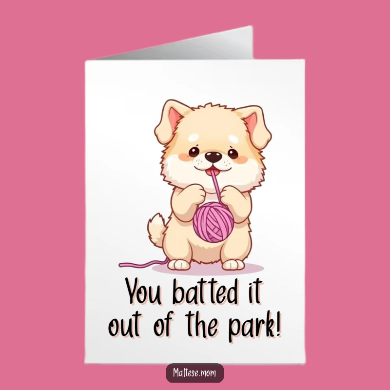 Free Printable Congrats Card: Funny Dog Yarn Antics, Amazing Downloadable Gift