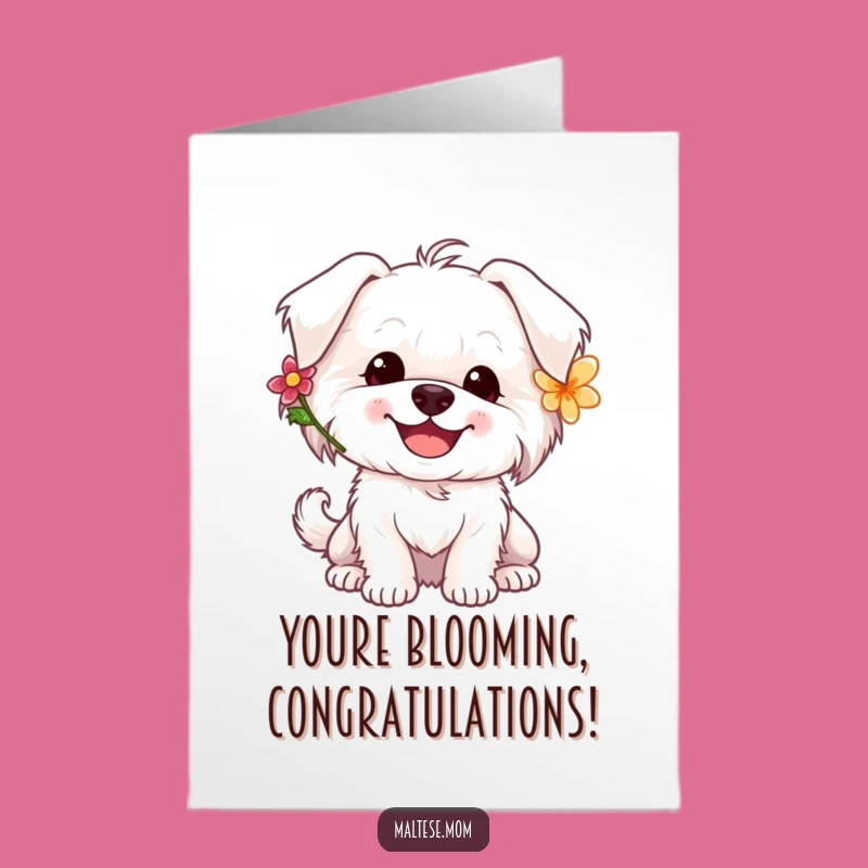 Free Printable Congrats Card: Floral Maltese, Happy Celebration, Downloadable Joy