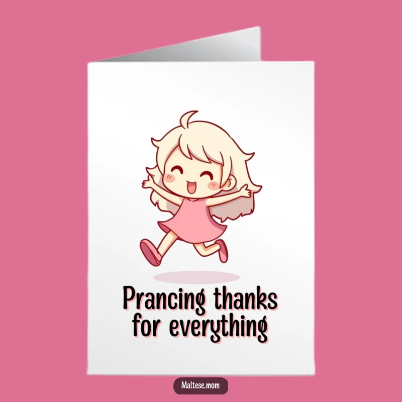 Free Printable Thank You Card: Energetic Character, Joyful Prance, Express Thanks