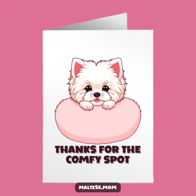 Free Printable Thank You Card: Maltese Cushion Peek - Humor Downloadable Gift