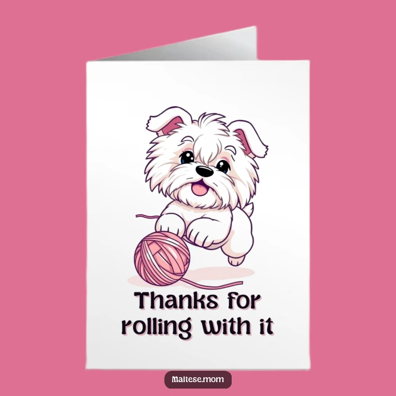 Free Printable Thank You Card: Maltese Dog Yarn Fun - Grateful Downloadable Design
