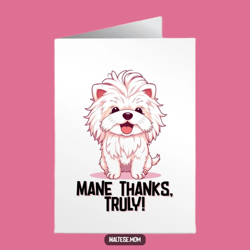 Free Printable Thank You Card: Grateful Fluffy Maltese, Joyful Head Shake, Downloadable Greeting, Appreciative Gift