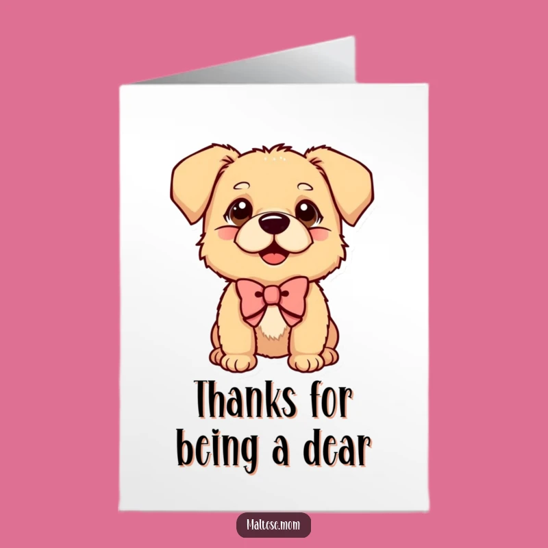 Free Printable Dog Thank You Card: Curious Pup, Bow, Funny Downloadable Gift