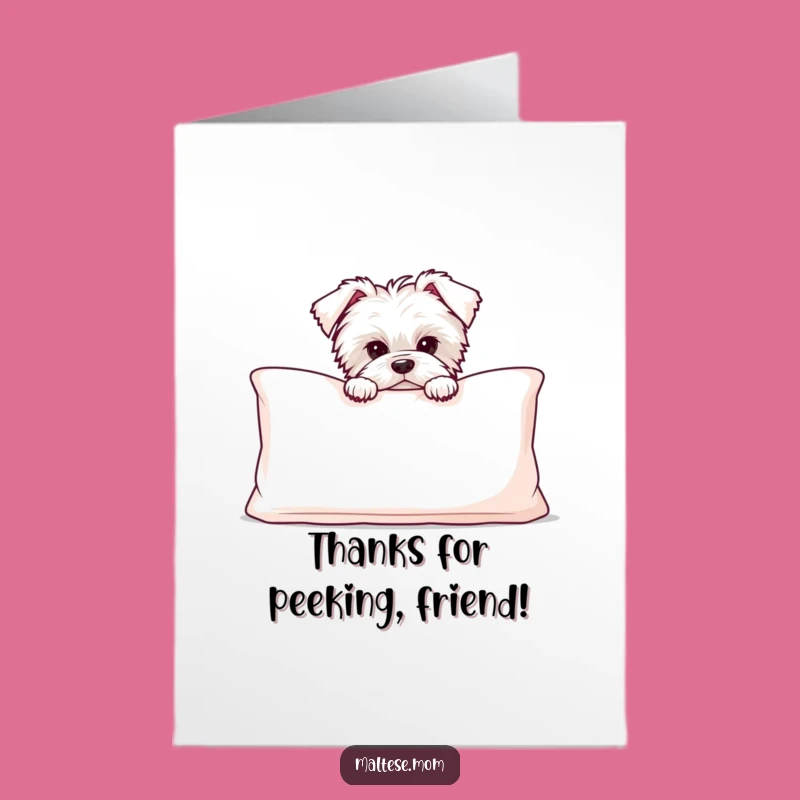 Free Printable Thank You Card - Shy Maltese Puppy Cushion Peek Downloadable Gift