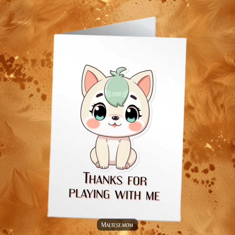 Free Printable Thank You Card: An alert character eager for play, sending cheerful thanks.