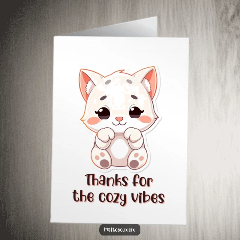 Free Printable Thank You Card: A sweet, cuddly character with soft paws curled, expressing heartfelt thanks.