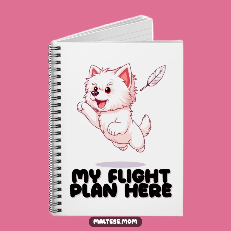 Funny Maltese Puppy Feather Notebook - Hilarious Dog-Themed Journal