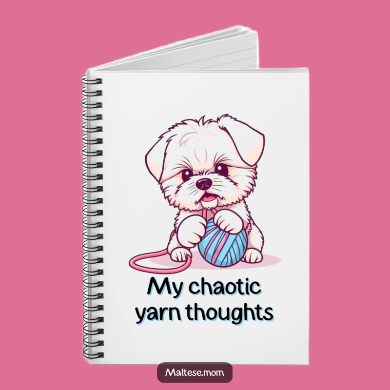 Funny Maltese Puppy Yarn Ball Tug Notebook - Jot Down Ideas Hilariously!