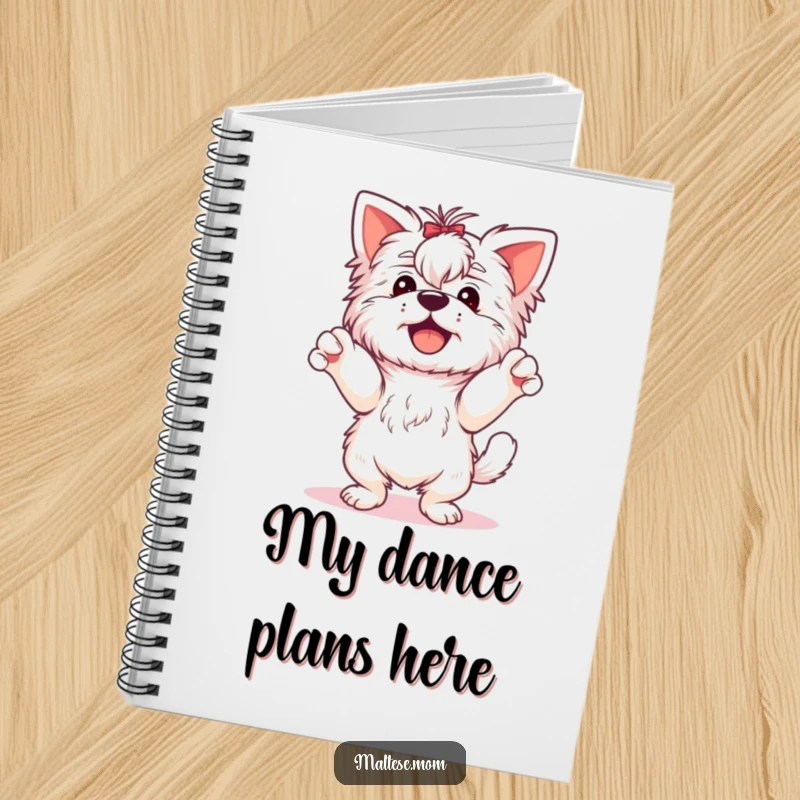 Funny Maltese Dog Notebook: A happy Maltese dog dances with paws in the air, inspiring creative and joyful note-taking.