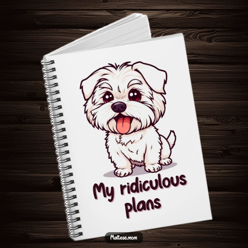 Funny Maltese Dog Notebook: Cover features a dog in a silly pose, tongue out, inspiring playful thoughts and gentle humor.