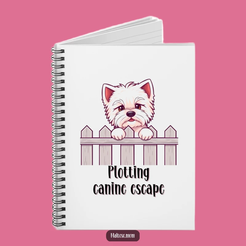 Funny Kawaii Maltese Notebook: Eager pup peeking, perfect for jotting ideas, a funny gift.