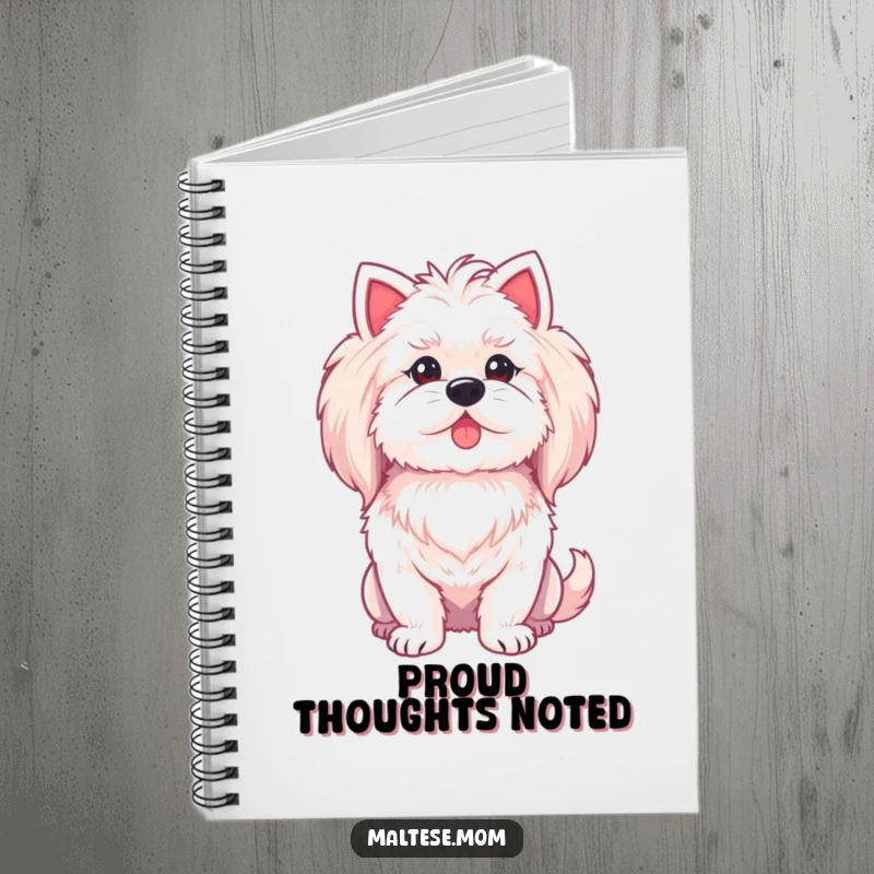 Funny Maltese lady dog notebook, with a proud chest puff, ideal for notes and plans.