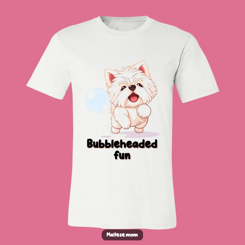 Funny Maltese Bubble T-Shirt: Playful Chasing Pooch Tee