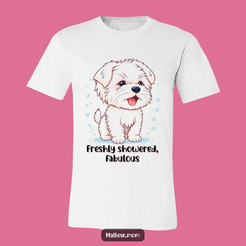 Funny Maltese Puppy Shake T-Shirt, Splashy Dog Tee