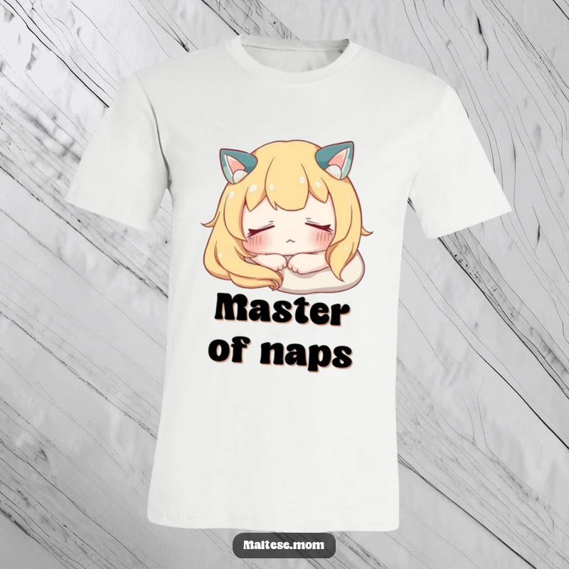 Funny T-Shirt depicting a character resting peacefully with eyes softly closed, radiating serenity and a desire for quiet relaxation.