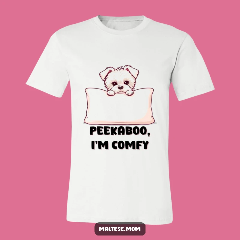 Funny Maltese Puppy Peekaboo T-Shirt - Comical Hidden Dog Tee