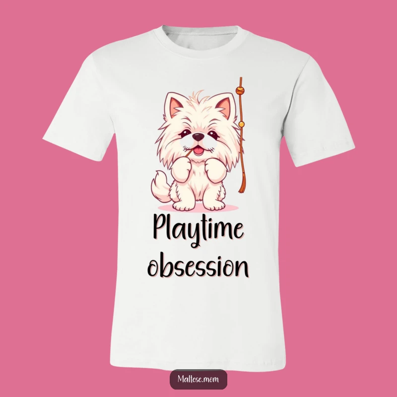 Funny Maltese Lady String Batting T-Shirt - Playful Pup Dog Tee