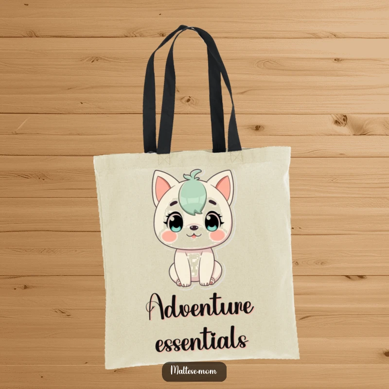 Funny Tote Bag featuring a character looking alert and prepared for gentle playtime, symbolizing readiness for fun and engagement.