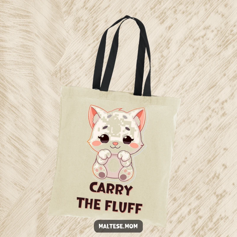 Funny Tote Bag showcasing a character's paws curled up in a soft, cuddly manner, perfect for carrying items with adorable style.