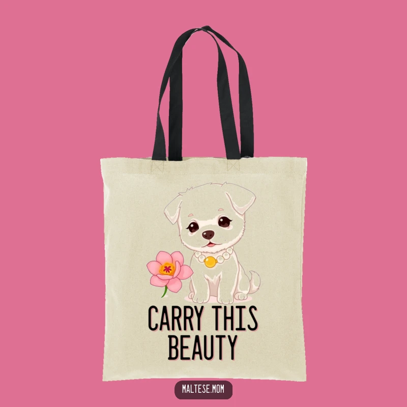 Funny Dog Pearl Necklace Tote Bag - Chic Accessory for Pet Lovers!