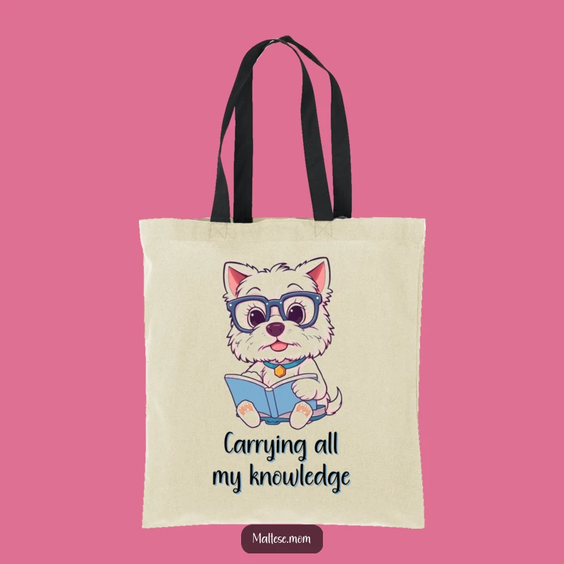 Funny Maltese Scholar Tote Bag: Carry Your Books with Hilarious Style!