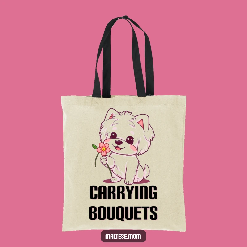 Funny Maltese Flower Dog Tote Bag: Carry Smiles, Hilarious Gift!
