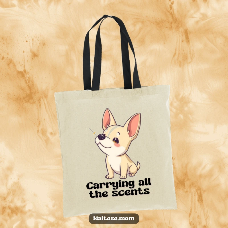Funny Tote Bag: A dog sniffs the air with intense focus and perked ears, ready to explore and discover.