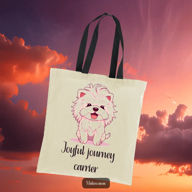 Funny Maltese Dog Tote Bag: A Maltese with a fluffy mane shakes its head playfully, perfect for carrying essentials with joy.