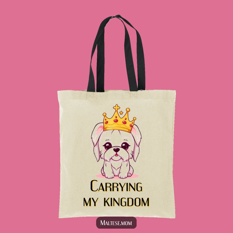 Funny Kawaii Maltese Crown Tote Bag - Royal Amused Pet Gift