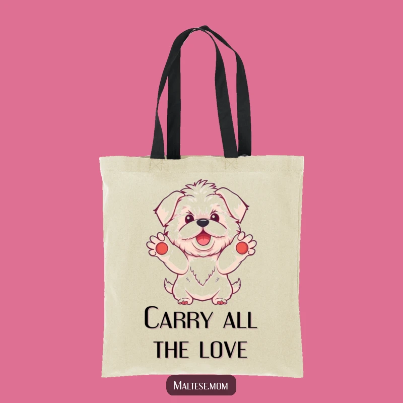 Funny Kawaii Maltese Dog Tote Bag, Chic Bichon Welcome Carryall, Great Gift