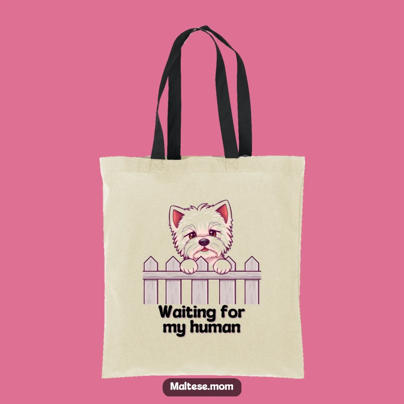 Funny Kawaii Maltese Tote Bag: Eager pup peeking, your new favorite funny gift accessory.