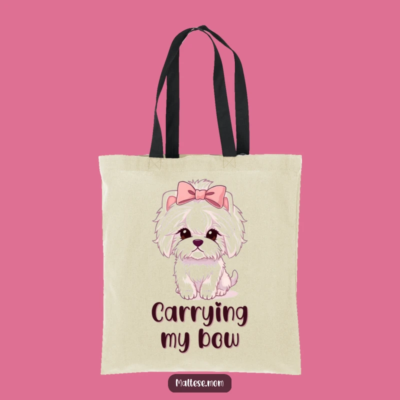 Funny Maltese Lady Tote Bag with Bow - Chic & Practical Dog Accessory