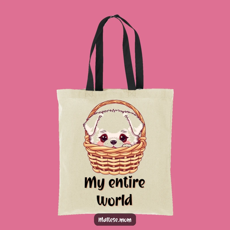 Funny White Fluffy Dog Tote Bag - Curious Pup Basket Carryall, Chic Gift