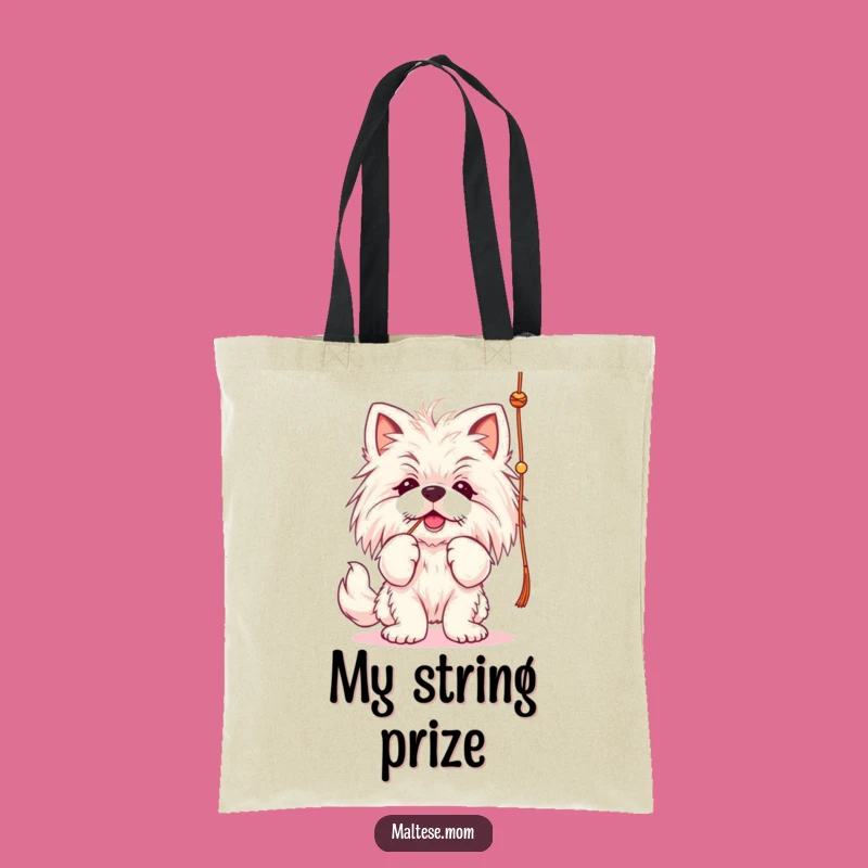 Funny Maltese String Batting Tote Bag - Playful & Practical Dog Accessory