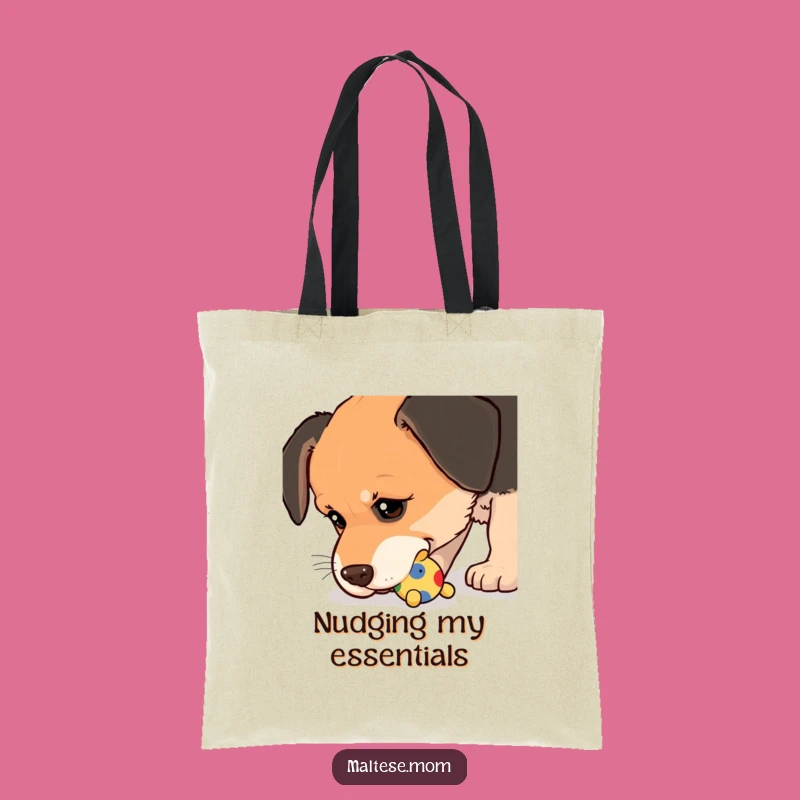 Funny Tote Bag: Nudging Dog & Toy, Playful Essential Carrier, Hilarious Gift